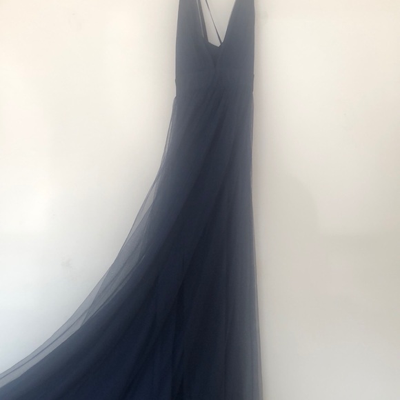 Navy tulle a-line full length formal dress - Picture 4 of 8